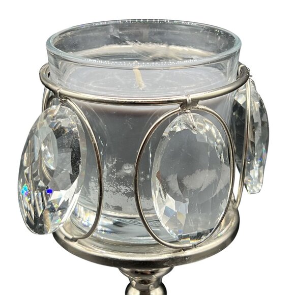 Crystal Pillar Silver Candle Holder 12" Set Of 3 Elegant Home Decor Centerpiece - Picture 5 of 16